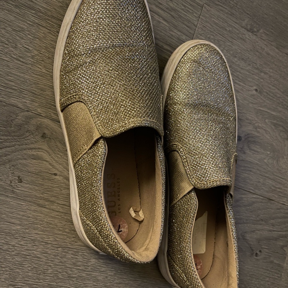 Guess Women's Sparkling Gold Slip-On Sneakers